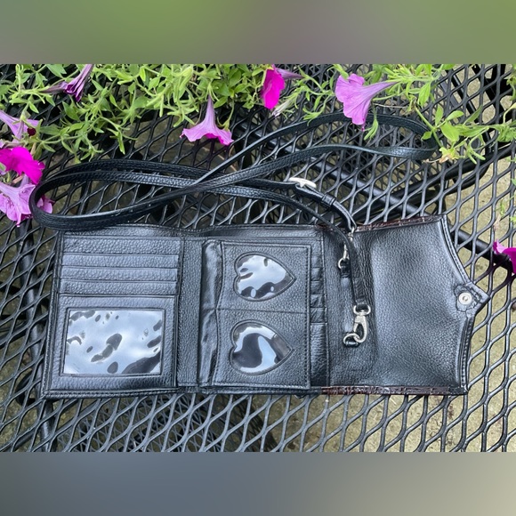 Cute Brighton Black & Brown Silver Heart & Hardware Removable Strap Wallet Bag! - Picture 7 of 16